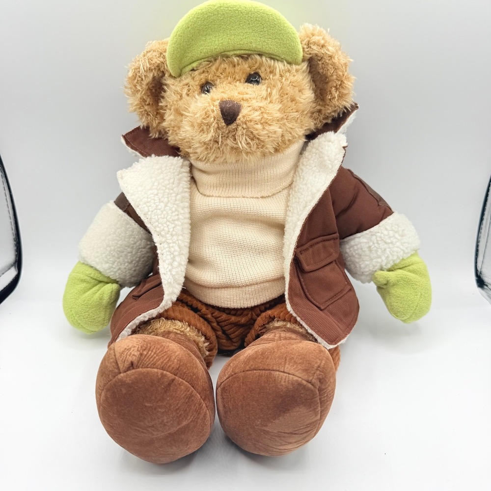 Russ Berrie Charles Collectible Teddy Bear Plush Brown Winter Outfit VINTAGE
